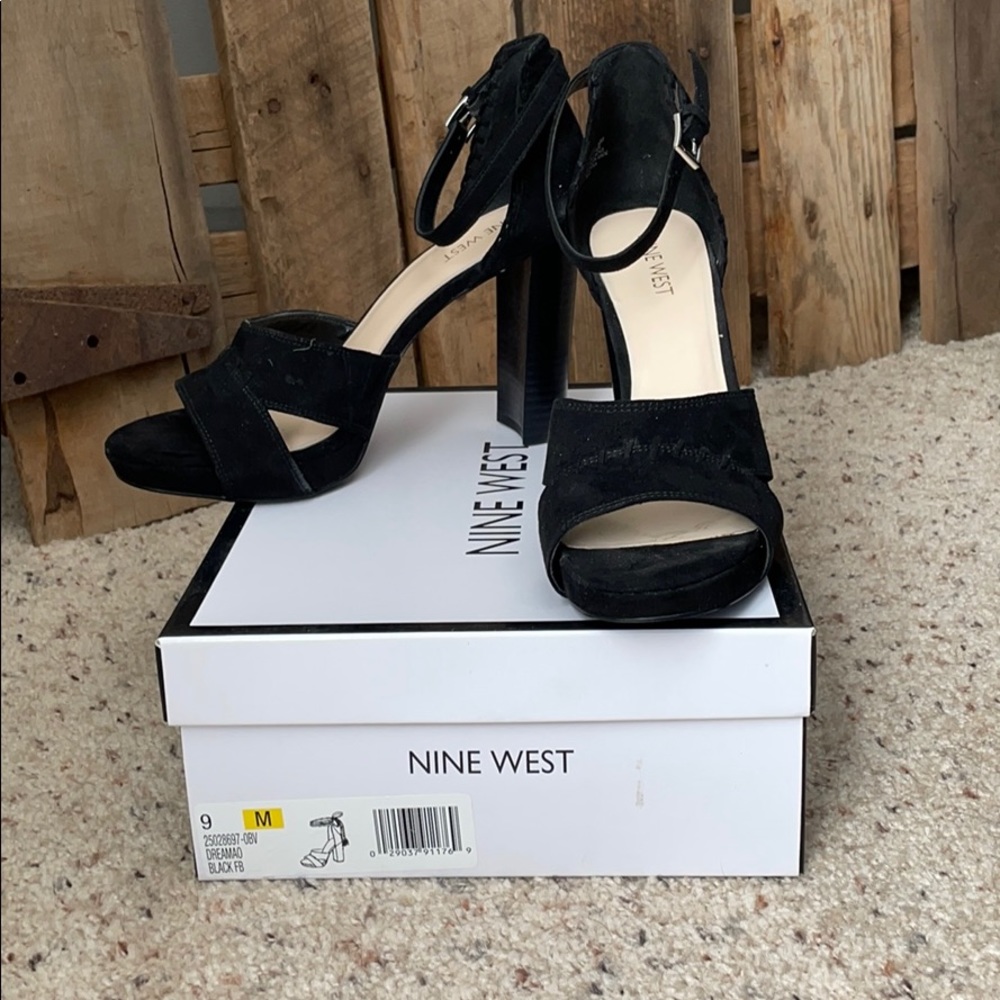Nine West Black Suede Platform Heel